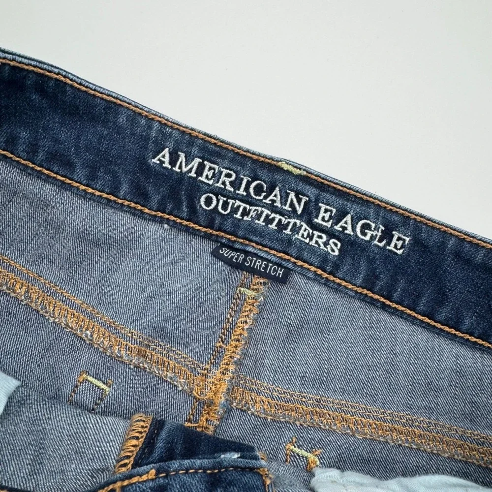 American Eagle Super Stretch Shortie Denim Shorts Dark Wash Cutoff Size‎ 4